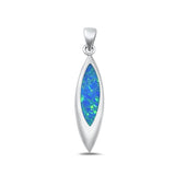 Sterling Silver Polished Blue Lab Opal Pendant