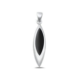 Sterling Silver Polished Drop Black Onyx Stone Pendant
