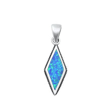 Load image into Gallery viewer, Sterling Silver Oxidized Blue Lab Opal Pendant-22.2mm