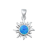 Sterling Silver Oxidized Sun Blue Lab Opal Pendant