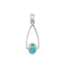 Load image into Gallery viewer, Sterling Silver Oxidized Hanging Oval Genuine Turquoise Stone Pendant