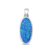 Load image into Gallery viewer, Sterling Silver Oxidized Oval Blue Lab Opal Pendant