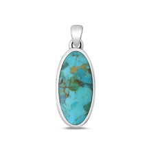 Load image into Gallery viewer, Sterling Silver Oxidized Oval Genuine Turquoise Stone Pendant