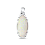 Sterling Silver Oxidized White Lab Opal Pendant