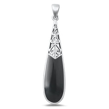 Load image into Gallery viewer, Sterling Silver Oxidized Black Agate Pendant-43.5mm
