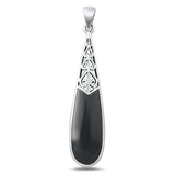 Sterling Silver Oxidized Black Agate Pendant-43.5mm