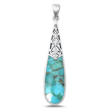 Load image into Gallery viewer, Sterling Silver Oxidized Genuine Turquoise Pendant-43.5mm