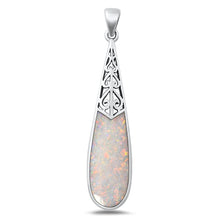 Load image into Gallery viewer, Sterling Silver Oxidized White Lab Opal Pendant-43.5mm