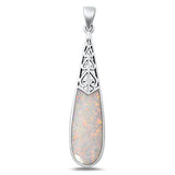 Sterling Silver Oxidized White Lab Opal Pendant-43.5mm