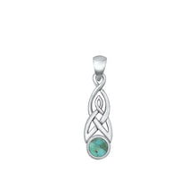 Load image into Gallery viewer, Sterling Silver Oxidized Celtic Style Genuine Turquoise Stone Pendant