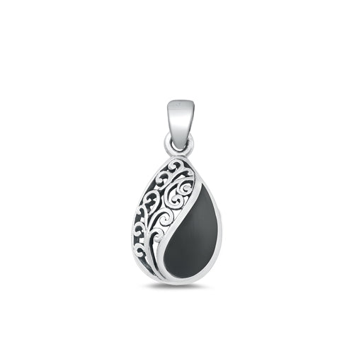 Sterling Silver Oxidized Black Agate Pendant