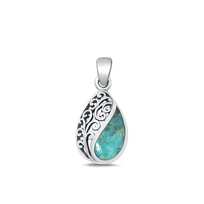 Sterling Silver Oxidized Genuine Turquoise Pendant