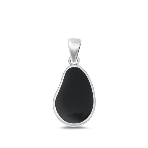 Sterling Silver Polished Black Onyx Pear Pendant