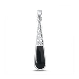 Sterling Silver Oxidized Black Agate Pendant-32mm