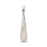 Sterling Silver Oxidized White Lab Opal Pendant-32mm