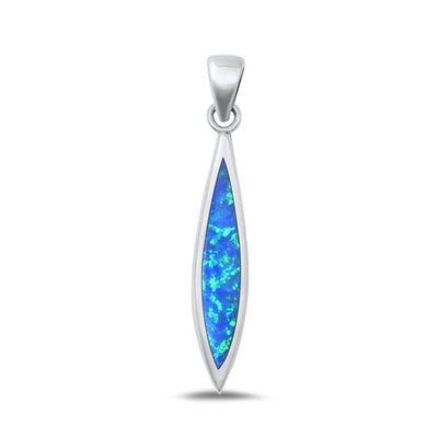 Sterling Silver Oxidized Blue Lab Opal Pendant-29.4mm