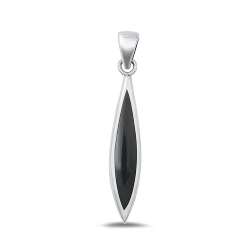 Sterling Silver Oxidized Black Agate Pendant-29.4mm
