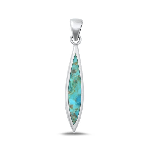 Sterling Silver Oxidized Genuine Turquoise Pendant-29.4mm