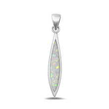 Load image into Gallery viewer, Sterling Silver Oxidized White Lab Opal Pendant-29.4mm