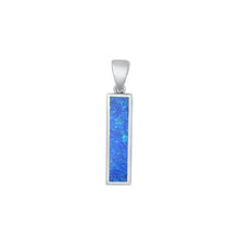 Load image into Gallery viewer, Sterling Silver Oxidized Bar Blue Lab Opal Pendant