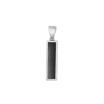 Sterling Silver Oxidized Bar Black Agate Stone Pendant