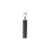 Sterling Silver Oxidized Bar Black Agate Stone Pendant