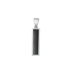 Sterling Silver Oxidized Bar Black Agate Stone Pendant