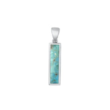 Load image into Gallery viewer, Sterling Silver Oxidized Bar Genuine Turquoise Stone Pendant