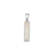 Load image into Gallery viewer, Sterling Silver Oxidized Bar White Lab Opal Pendant