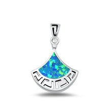 Load image into Gallery viewer, Sterling Silver Polished Blue Lab Opal Pendant-22.6mm