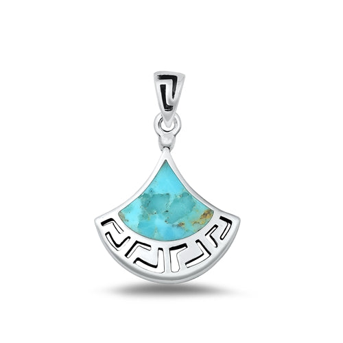 Sterling Silver Polished Genuine Turquoise Pendant-22.6mm