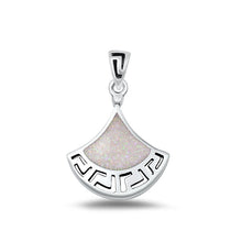 Load image into Gallery viewer, Sterling Silver Polished White Lab Opal Pendant-22.6mm