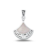 Sterling Silver Polished White Lab Opal Pendant-22.6mm