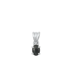 Sterling Silver Oxidized Black Agate Stone Solitaire Pendant