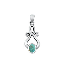 Load image into Gallery viewer, Sterling Silver Oxidized 23.2mm Genuine Turquoise Stone Pendant