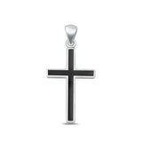 Sterling Silver Polished Black Onyx Cross Pendant