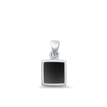 Load image into Gallery viewer, Sterling Silver Oxidized Square Black Onyx Stone Pendant
