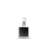 Sterling Silver Oxidized Square Black Onyx Stone Pendant
