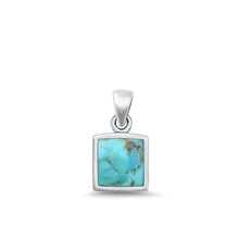 Load image into Gallery viewer, Sterling Silver Oxidized Square Genuine Turquoise Stone Pendant