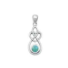 Sterling Silver Oxidized 21mm Genuine Turquoise Stone Pendant