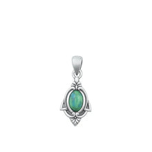 Load image into Gallery viewer, Sterling Silver Oxidized Genuine Turquoise Stone Pendant