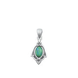 Sterling Silver Oxidized Genuine Turquoise Stone Pendant