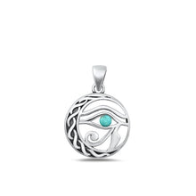 Load image into Gallery viewer, Sterling Silver Oxidized Genuine Turquoise Eye of Horus Pendant