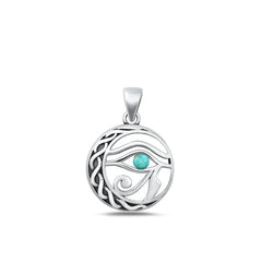 Sterling Silver Oxidized Genuine Turquoise Eye of Horus Pendant