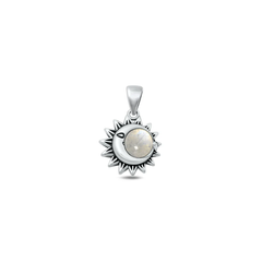 Sterling Silver Oxidized Moon And Sun Moonstone Stone Pendant