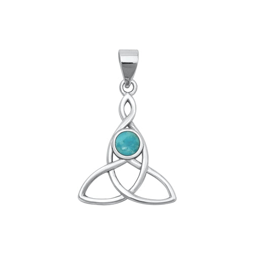 Sterling Silver Oxidized Triquetra Genuine Turquoise Stone Pendant