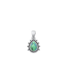 Load image into Gallery viewer, Sterling Silver Oxidized Bali Style Genuine Turquoise Stone Pendant
