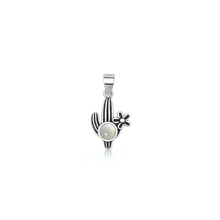 Load image into Gallery viewer, Sterling Silver Oxidized And Polished Cactus Moonstone Pendant