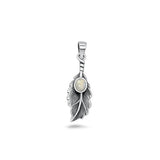 Sterling Silver Oxidized And Polished Moonstone Feather Pendant