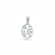 Load image into Gallery viewer, Sterling Silver Oxidized And Polished Larimar Stone Cactus Pendant